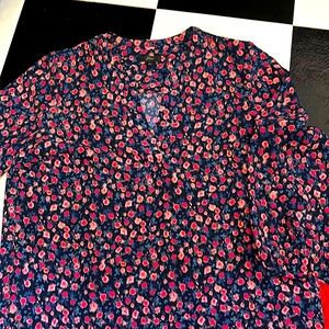 J crew women L floral blouse v neck NWOT